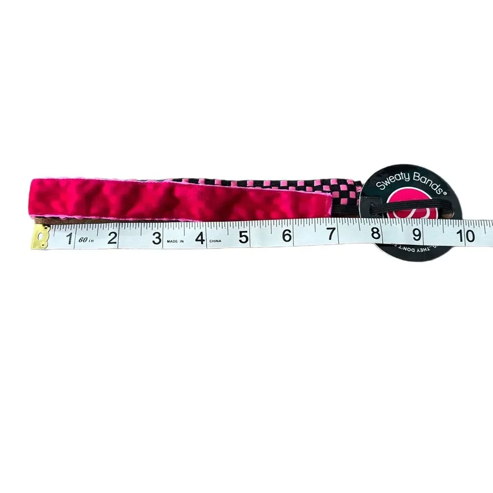 Sweaty bands pink & black checkered headband